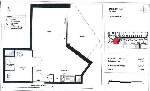 Appartement Studio à louer - 1 pièce - 29.81 m2 - VILLENAVE D ORNON - 33 - AQUITAINE - Century 21 A.M.L.